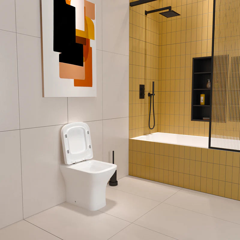 Oakham Compact Back to Wall Toilet Pan with Soft Close Seat – 490mm Projection Gloss White