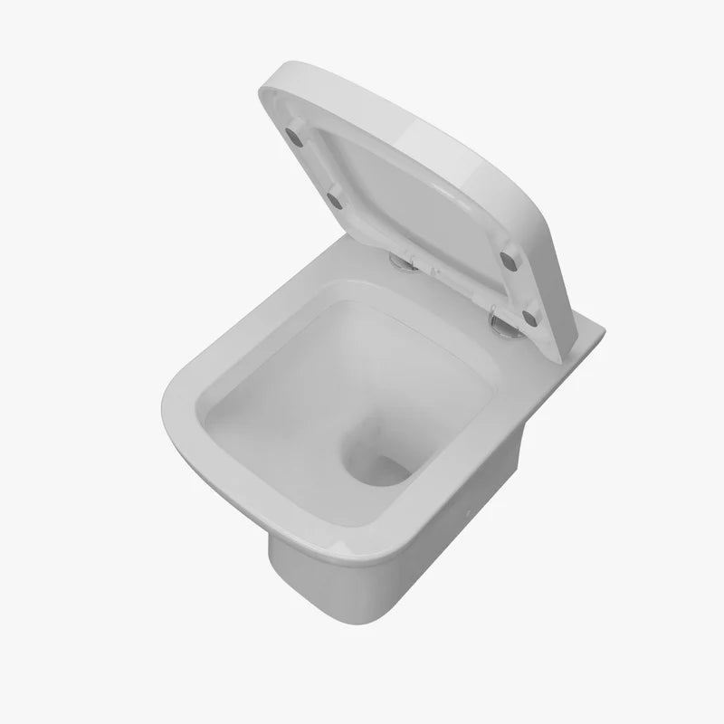 Oakham Compact Back to Wall Toilet Pan with Soft Close Seat – 490mm Projection Gloss White