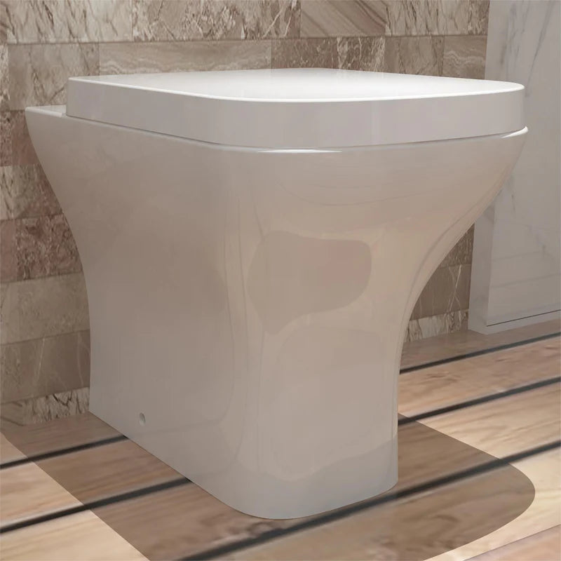 Oakham Compact Back to Wall Toilet Pan with Soft Close Seat – 490mm Projection Gloss White