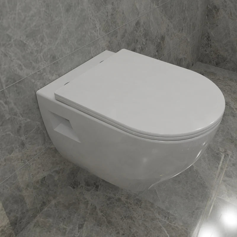 Avena Rimless Wall Hung Toilet with Soft Close Seat – Gloss White