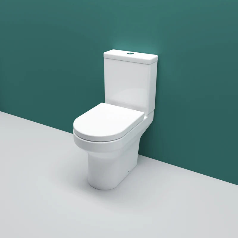 Oakham Modern Rimless Close Coupled Toilet With Soft Close Seat – 645mm Projection
