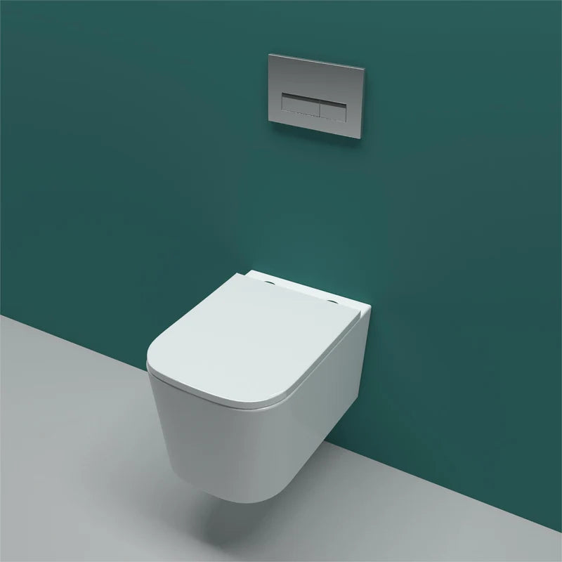 Oakham Square Rimless Wall Hung Toilet Pan With UF Soft Close Seat – 520mm Projection