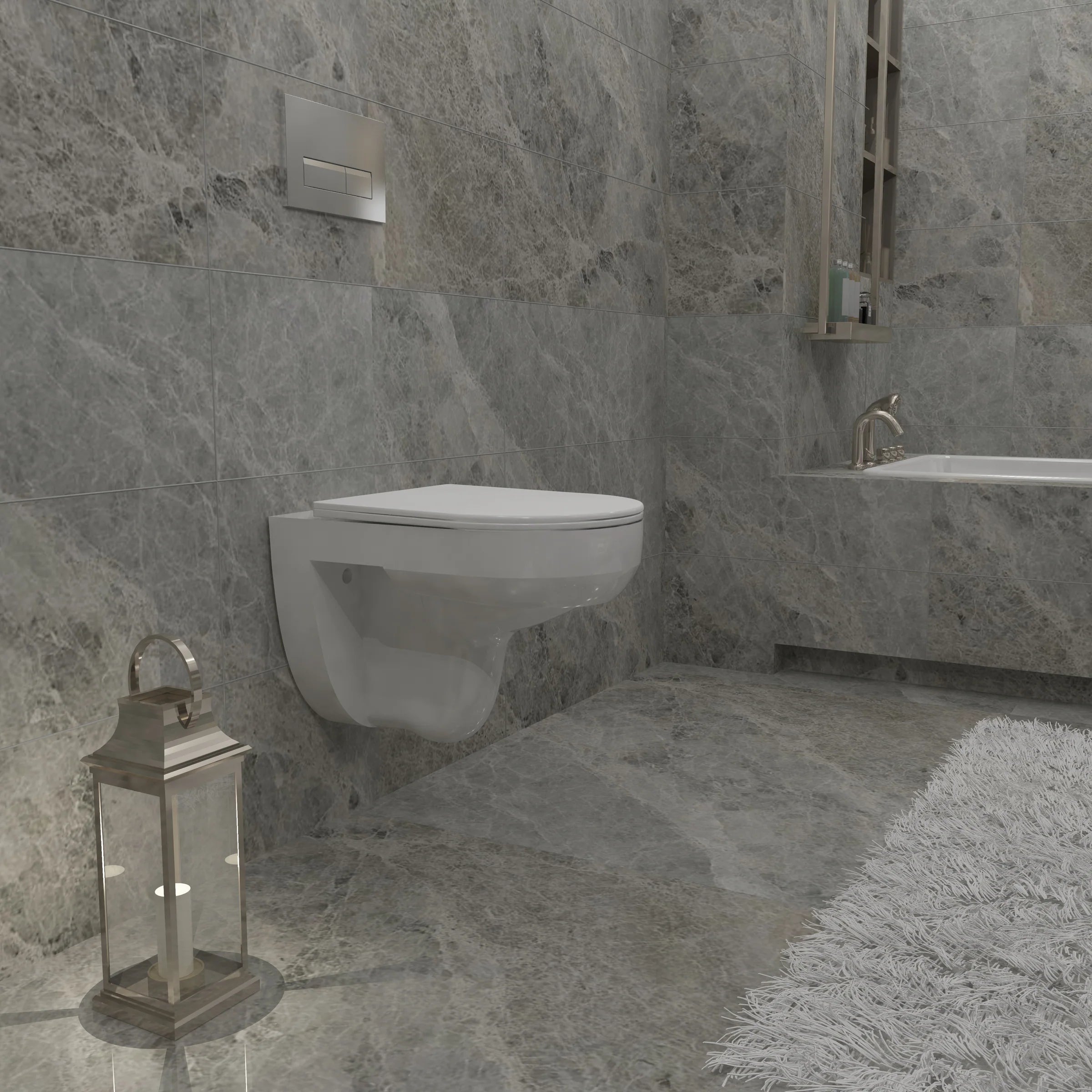 Vetra Rimless Wall Hung Toilet Pan With Soft Close Seat – White