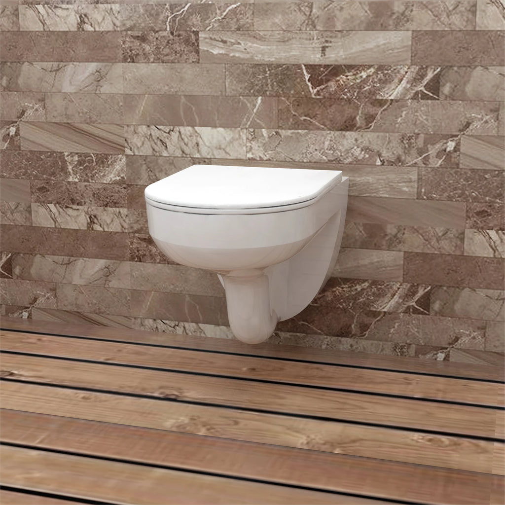 Vetra Rimless Wall Hung Toilet Pan With Soft Close Seat – White