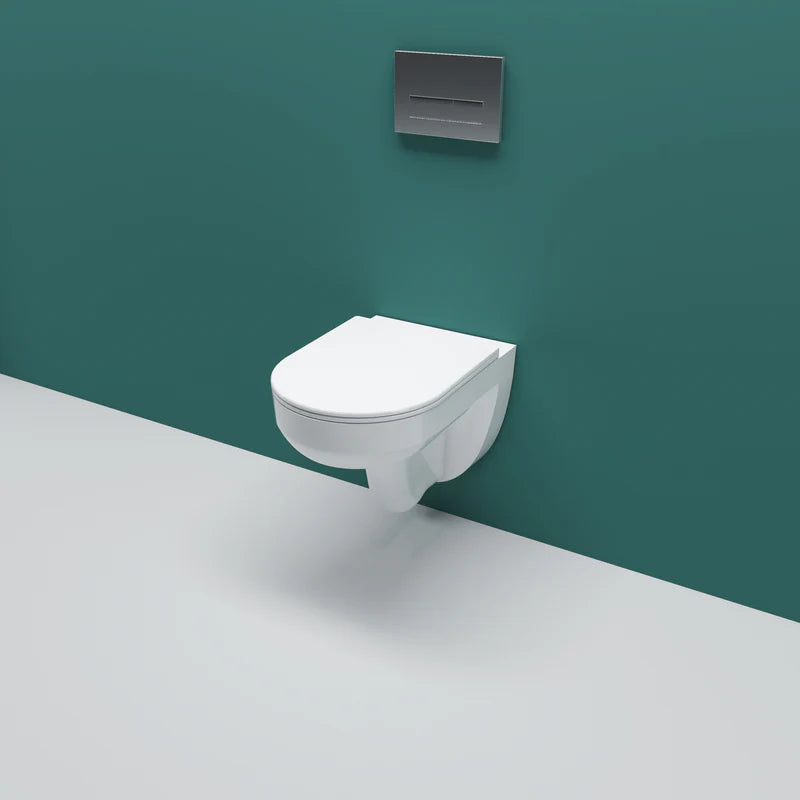Vetra Rimless Wall Hung Toilet Pan With Soft Close Seat – White