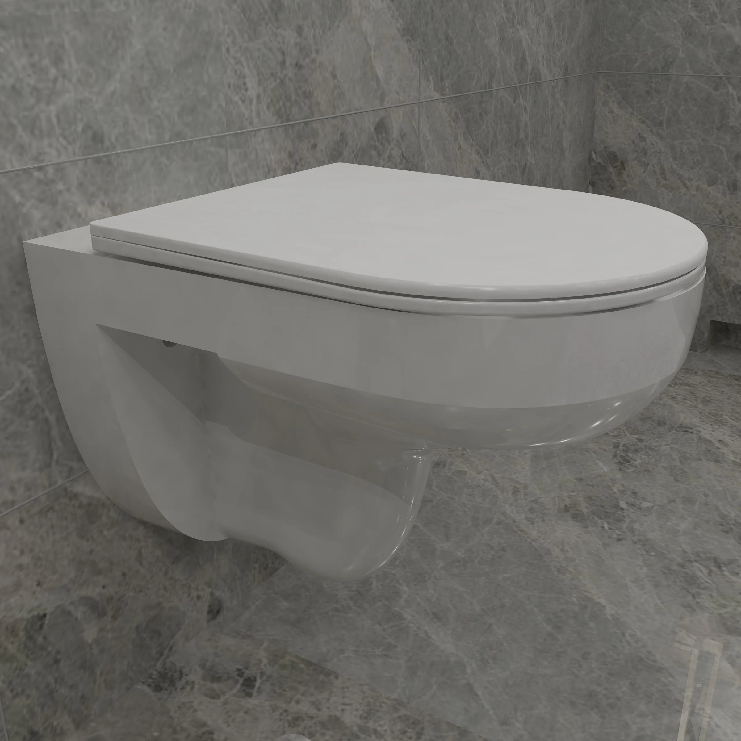 Vetra Rimless Wall Hung Toilet Pan With Soft Close Seat – White