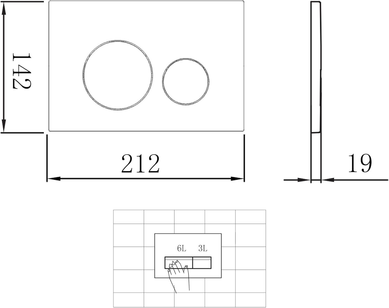 820mm Wall Hung Toilet Frame with Pneumatic Dual Flush Concealed Cistern & Chrome Flush Plate