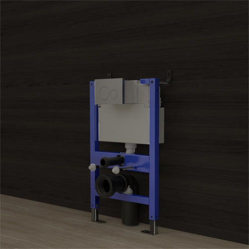 820mm blue steel concealed toilet frame with slim HDPE cistern and adjustable supports