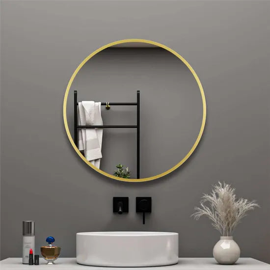 EdgeLux 700mm Round Bathroom Mirror Gold Frame Wall Mounted