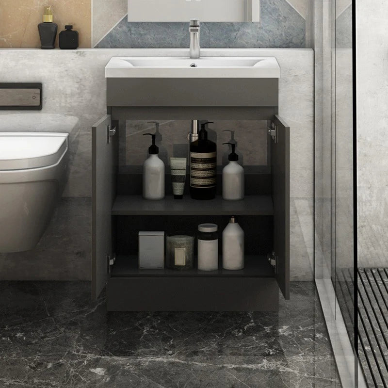 Siv 600mm Floor Standing Vanity Unit with Ceramic Basin – Grey