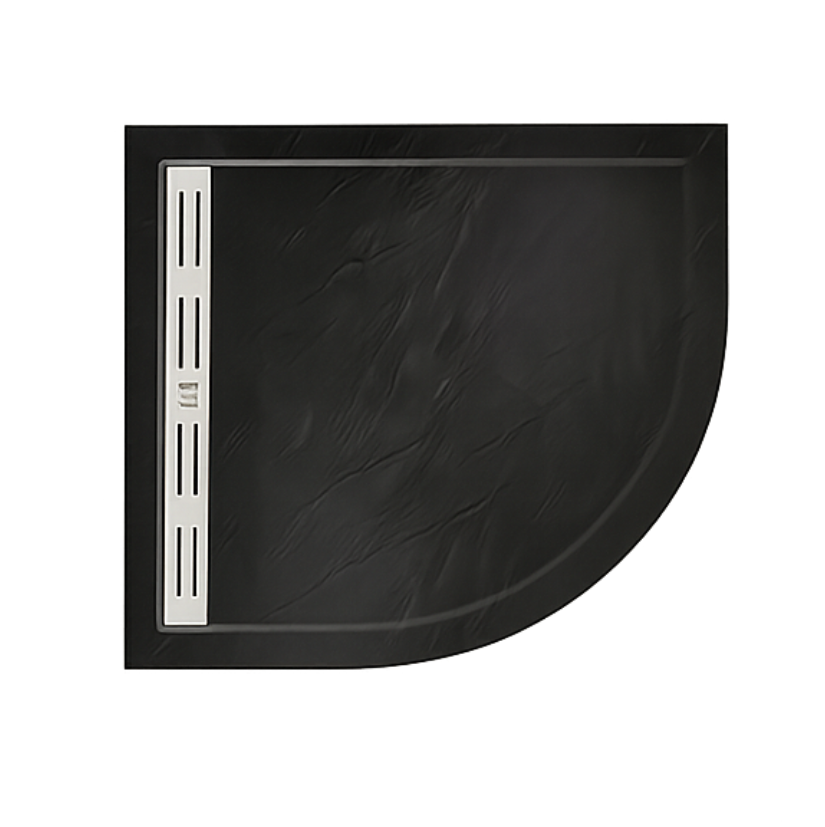 Black Slate Effect Quadrant Shower Tray 900 x 900 30mm Slimline Stone Resin