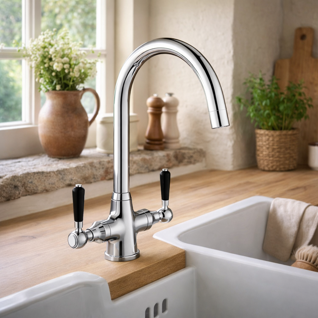 Bramwell & Co Rochester Chrome Traditional Kitchen Mixer Tap