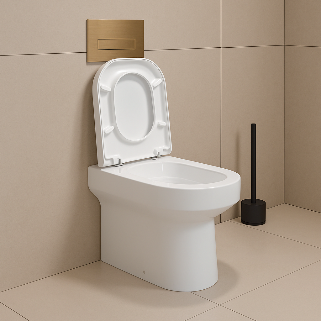 Oakham D-Shape Back To Wall Toilet Pan With Soft Close Seat | BSD