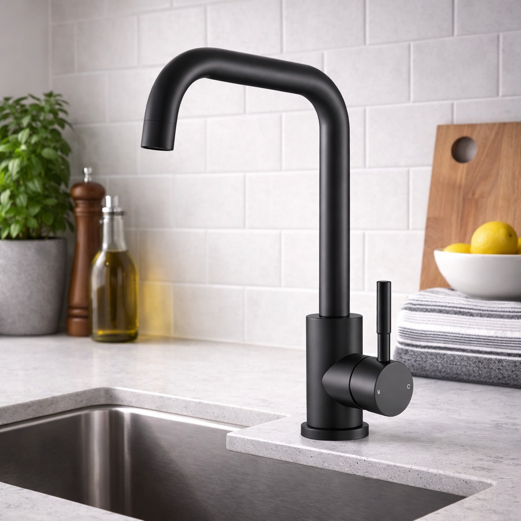 Bramwell & Co Noir Edge Matt Black Kitchen Mixer Tap