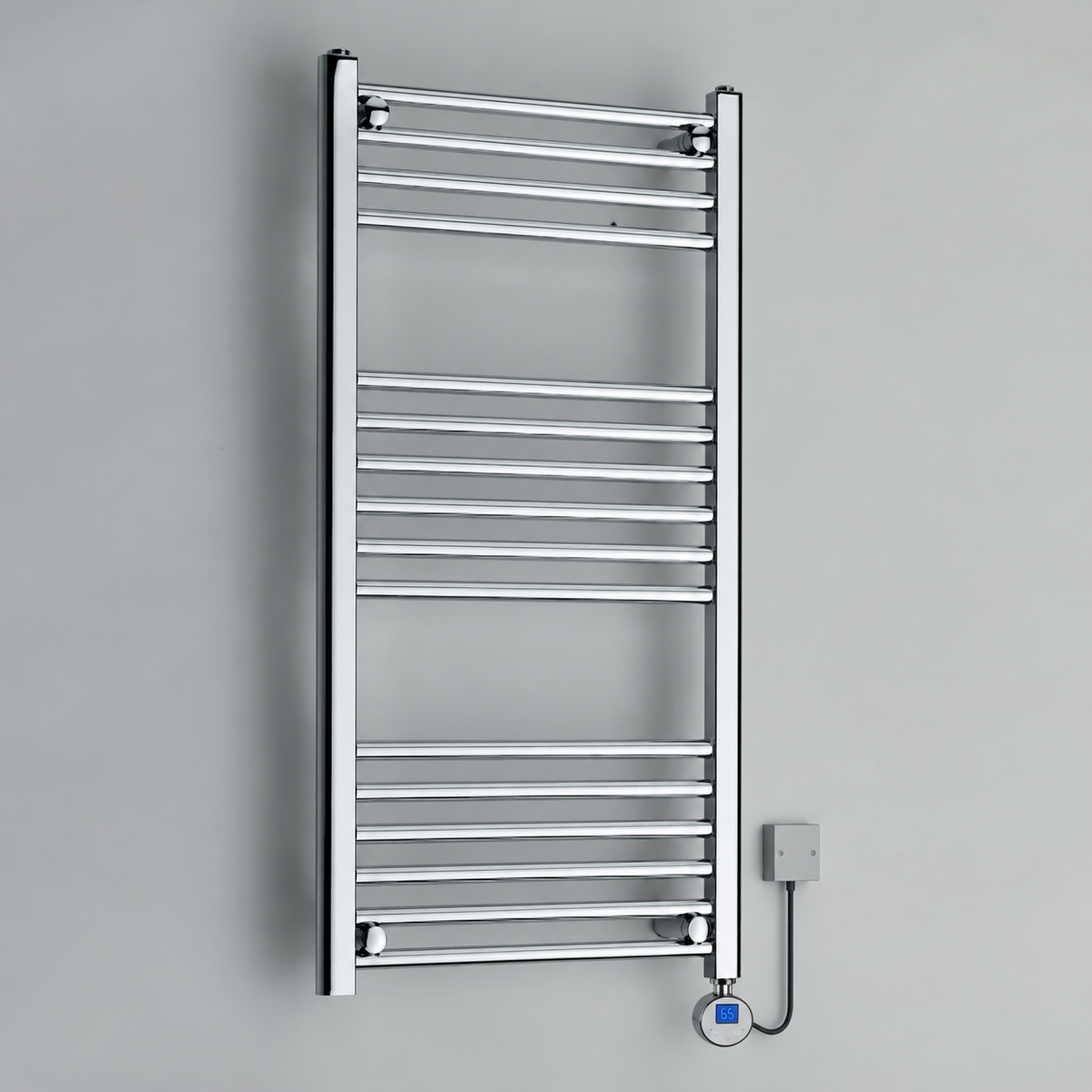 K Warm Thermostatic Electric Straight Towel Rail Chrome