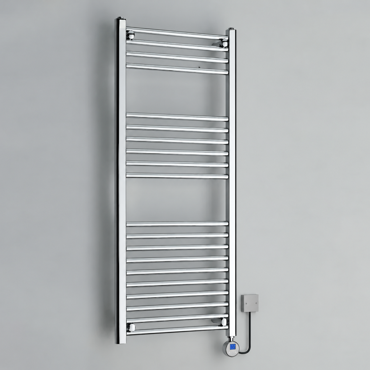 K Warm Thermostatic Electric Straight Towel Rail Chrome