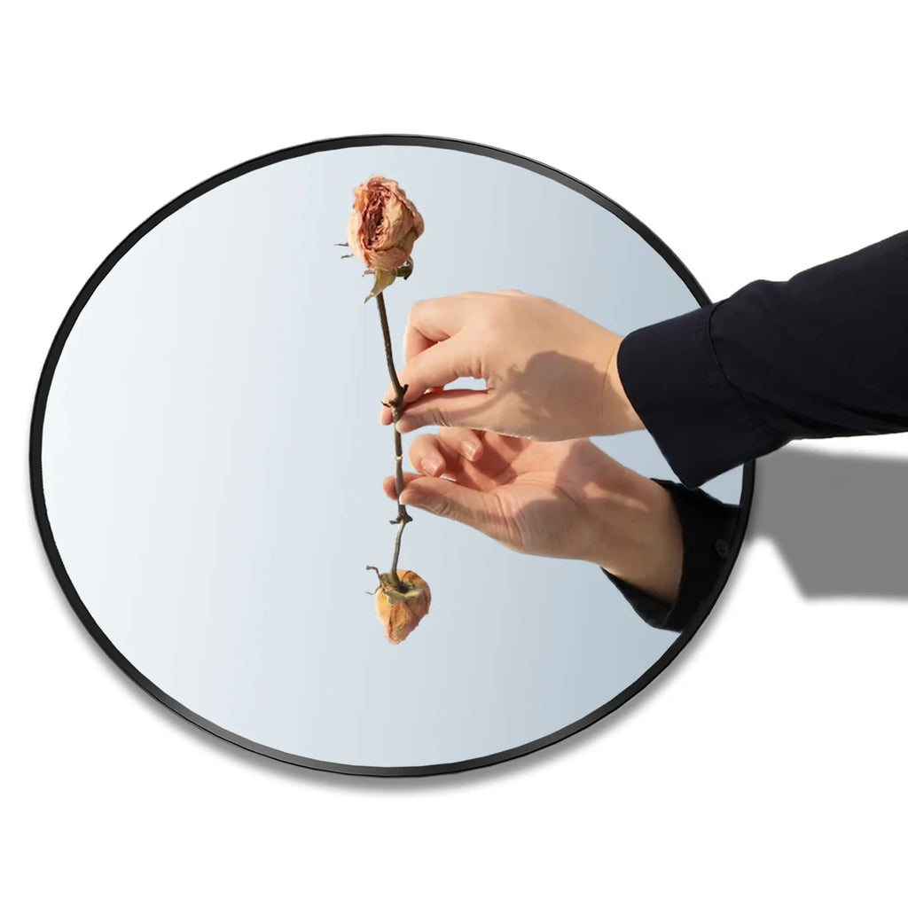 EdgeLux 600mm Round Bathroom Mirror – Black Frame Wall Mounted