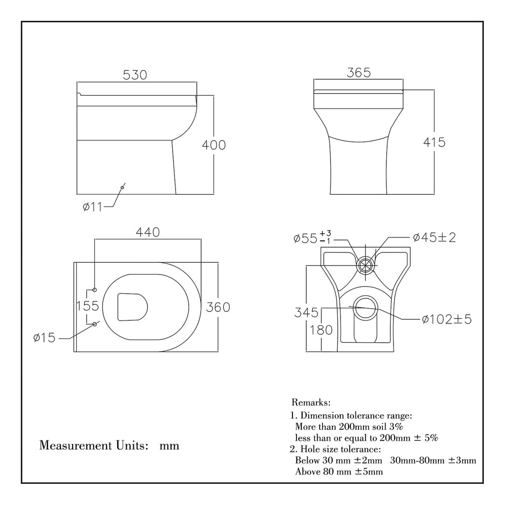 Oakham D-Shape Back To Wall Toilet Pan With Soft Close Seat | BSD
