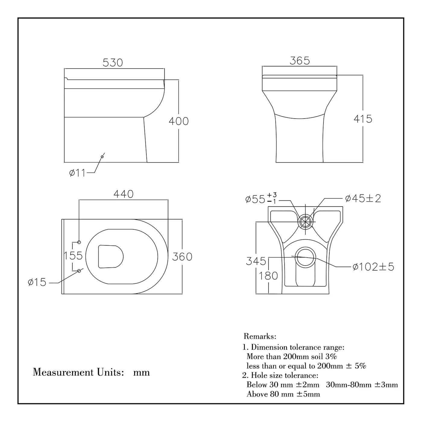 Oakham D-Shape Back To Wall Toilet Pan With Soft Close Seat | BSD