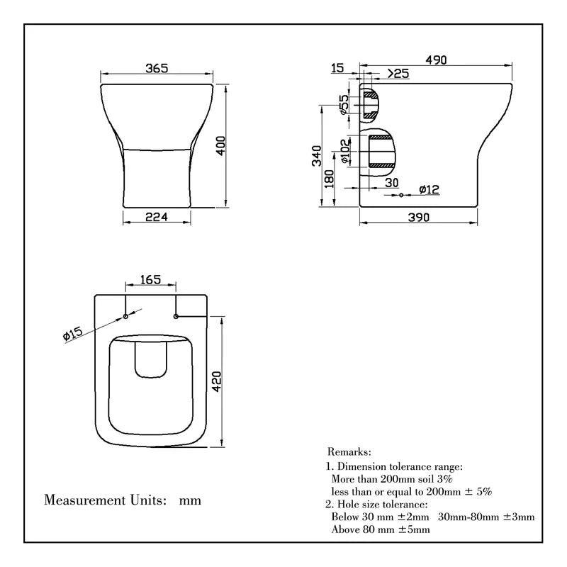 Oakham Compact Back to Wall Toilet Pan with Soft Close Seat – 490mm Projection Gloss White