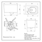 Oakham Square Rimless Wall Hung Toilet Pan With UF Soft Close Seat – 520mm Projection