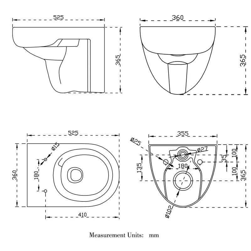 Vetra Rimless Wall Hung Toilet Pan With Soft Close Seat – White