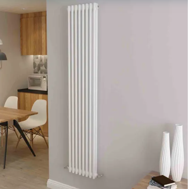 Traditional Cast Iron Style Vertical Column Radiator 1800mm – White 2 Column