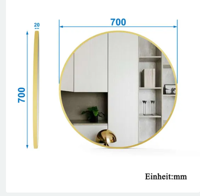 EdgeLux 700mm Round Bathroom Mirror Gold Frame Wall Mounted