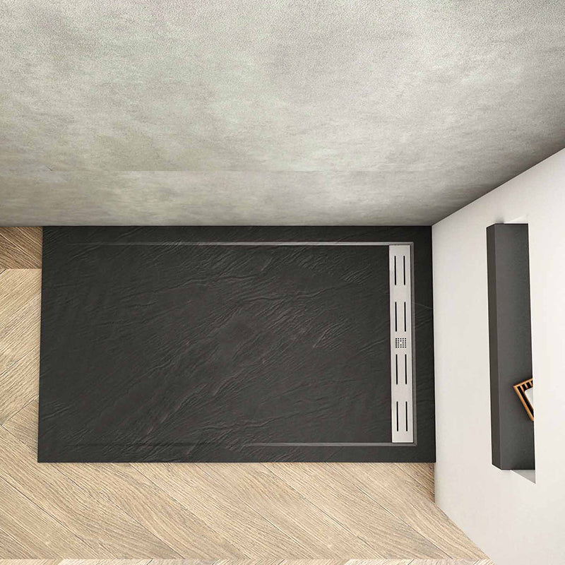Black Slate Effect Shower Tray 1600 x 700 / 800 / 900mm – Stone Resin Linear Waste