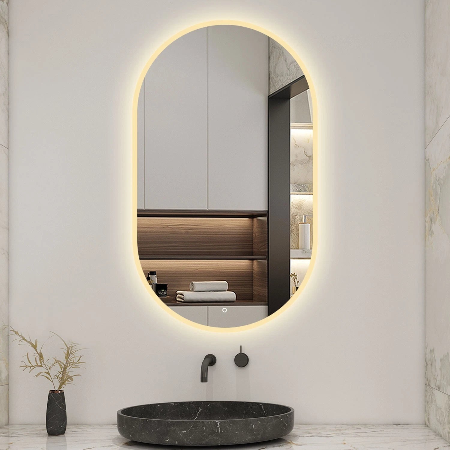 LumeEdgeLux 500x700 oval LED bathroom mirror with demister pad