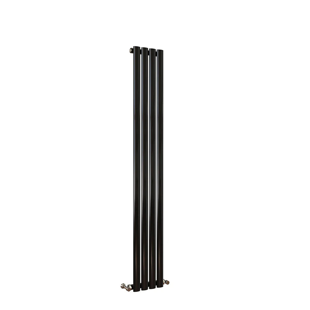 Thermwell Black Vertical Oval Tube Radiator – 1600mm Height Single Panel
