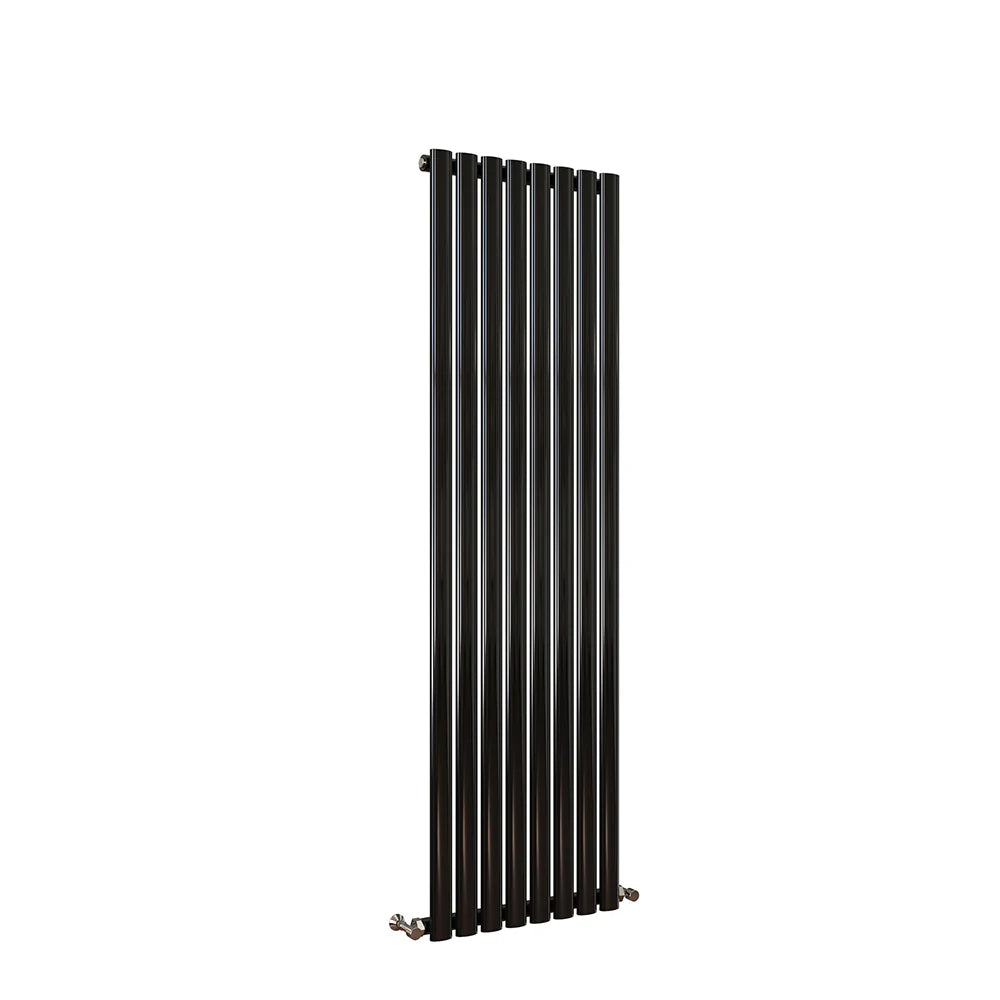 Thermwell Black Vertical Oval Tube Radiator – 1600mm Height Single Panel