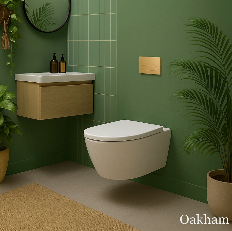 Oakham Rimless Wall Hung Toilet Pan With Soft Close Seat – Gloss White