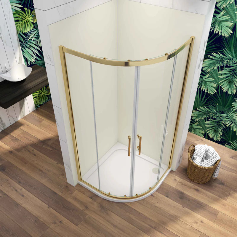 Vitrano 800 × 800mm Quadrant Shower Enclosure – Brushed Gold