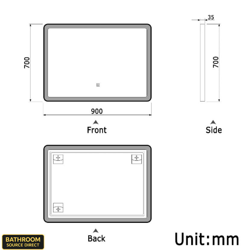LumeEdgeLux 700×900mm LED Bathroom Mirror – Black Frame with Demister