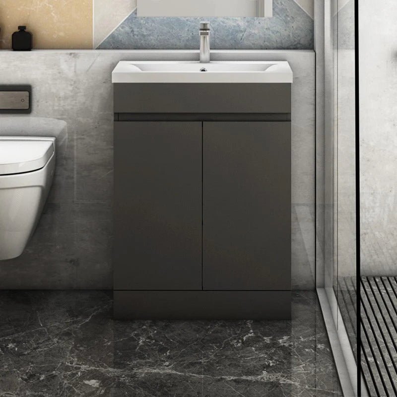 Siv 600mm floor standing grey vanity unit with ceramic basin