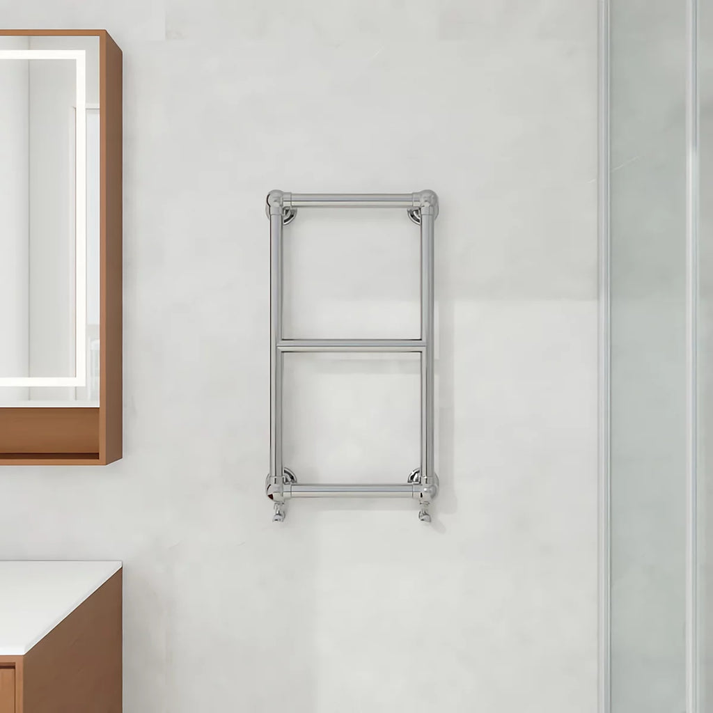 Traditional chrome Victorian heated towel rail radiator 700x400mm