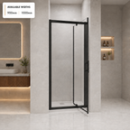 Vitrano matt black pivot shower door available in 900mm and 1000mm widths