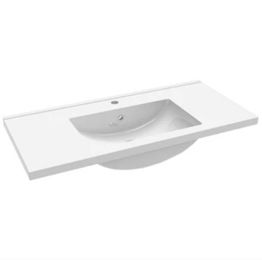 White ceramic sink on a white background