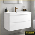 White wall hung vanity unit with basin in modern bathroom setting