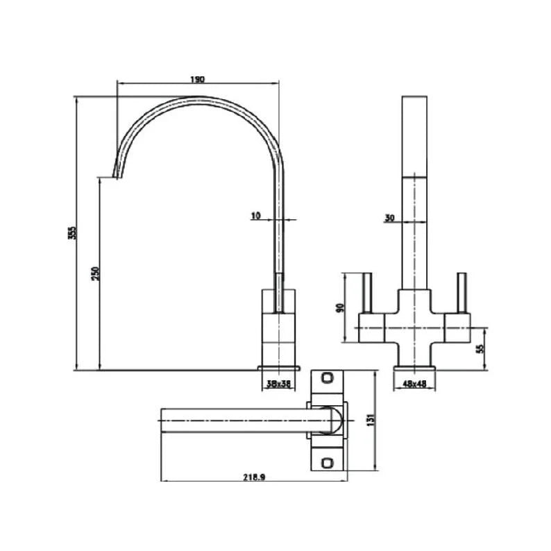 Bramwell & Co Winston Matt Black Kitchen Mixer Tap