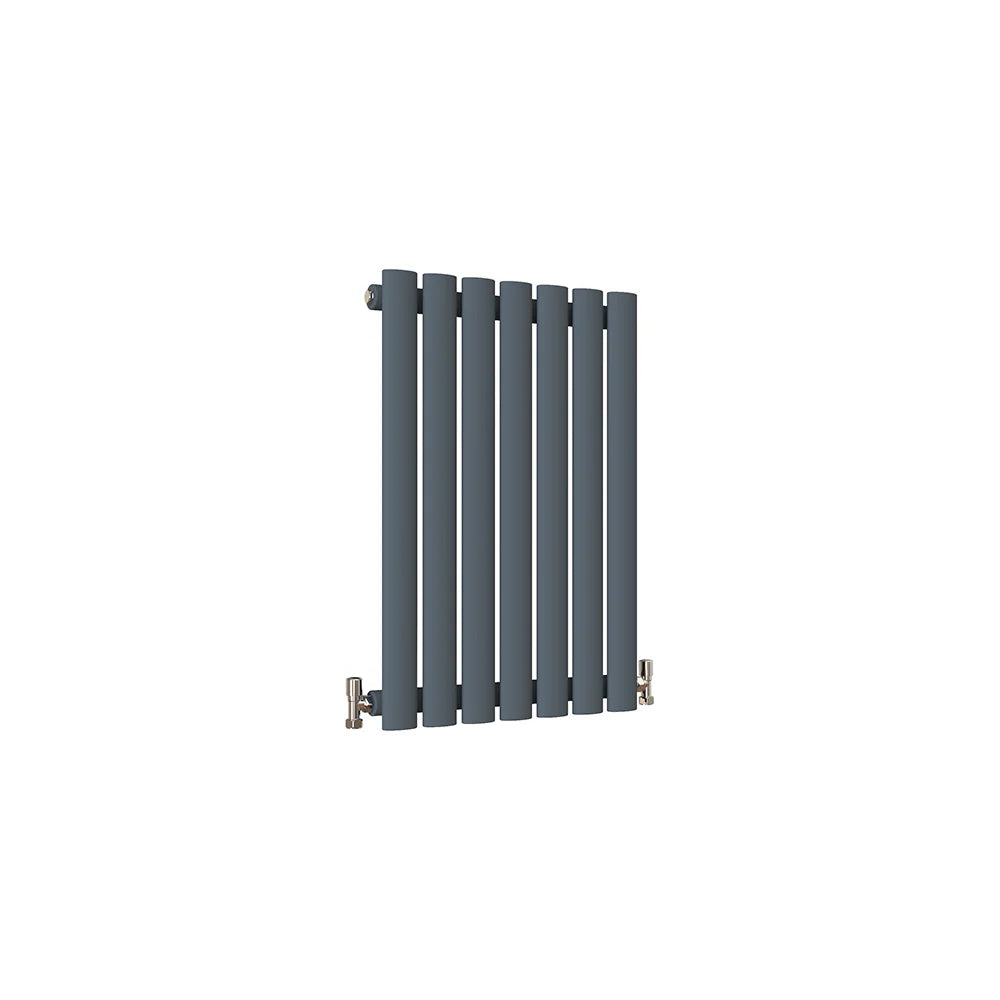 Anthracite vertical oval column radiator 600 x 413mm single panel designer radiator