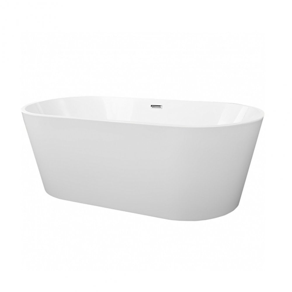 Banevo Coast 1700 x 800 white freestanding bath with integrated chrome overflow