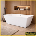 Square freestanding double ended bath 1700 x 800mm in gloss white acrylic with modern bathroom setting