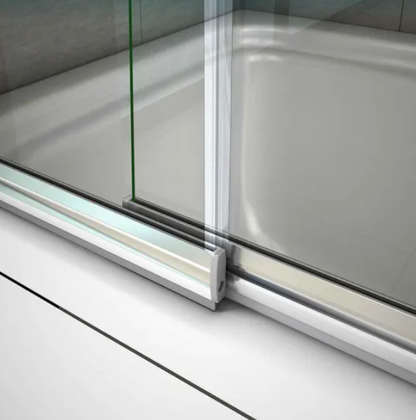 Close Up Of Chrome Support Bar On Bath Shower Screen