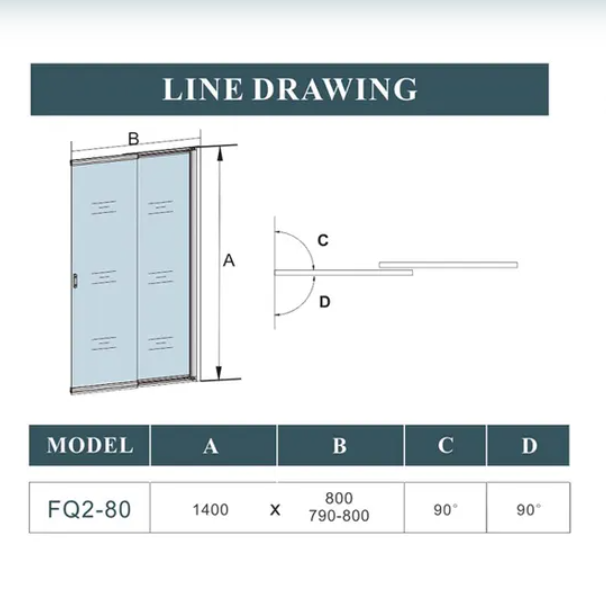 Bath Shower Screen Technical Drawing Showing Dimensions And Opening Angles
