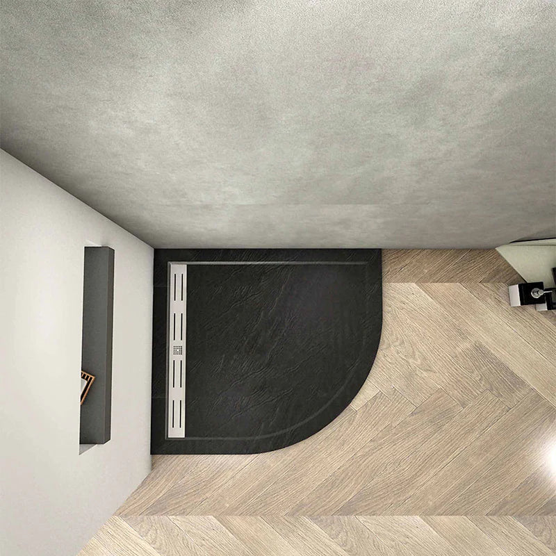 Black slate effect quadrant shower tray 900x900mm with slimline 30mm profile