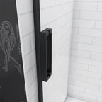 Close Up Of Black Handle On Sliding Shower Door
