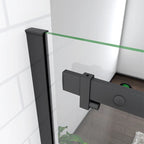 Close Up Of Top Support Bracket And Glass Fixing On Black Sliding Shower Door