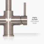 Brewmaster 3 in 1 square brushed nickel tap with highly durable PVD finish